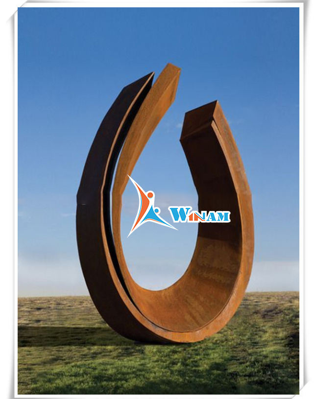 Contemporary large corten steel outdoor decor sculpture