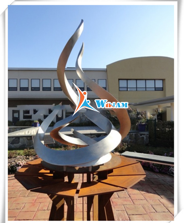 Large Metal Stainless Steel Frame Abstract Art Sculpture