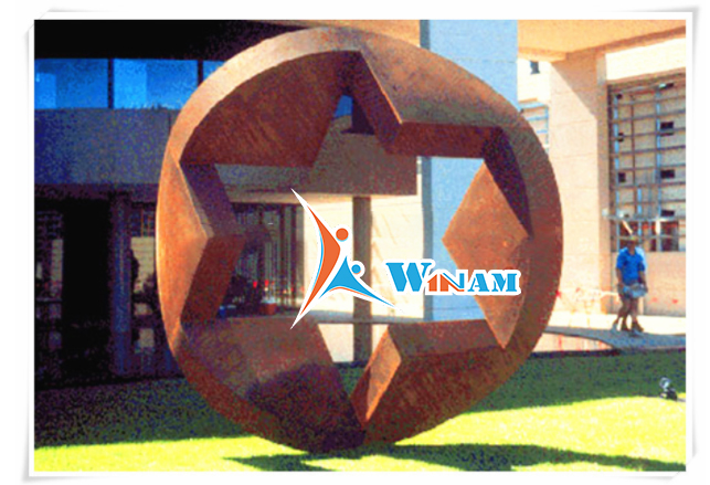 Wrought craft hexagram corten steel garden sculpture