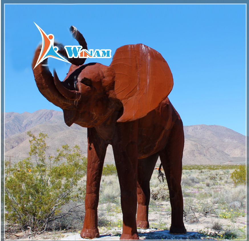 Garden Decoration Corten Steel Rusty Metal Elephant Sculpture