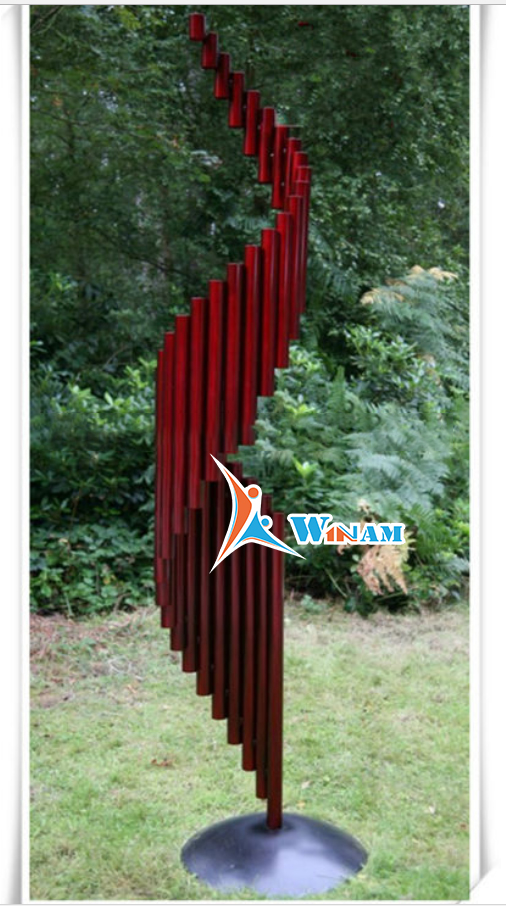Abstract painted stainless steel wind art sculpture