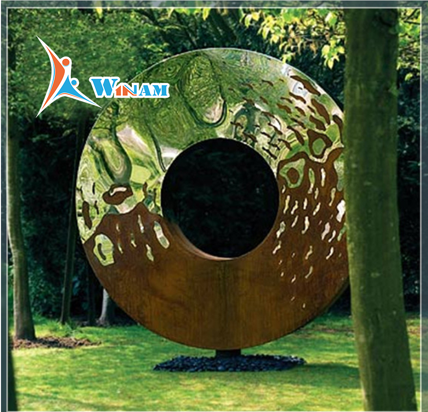 Hot sale modern stainless steel circle sculpture for garden decoration