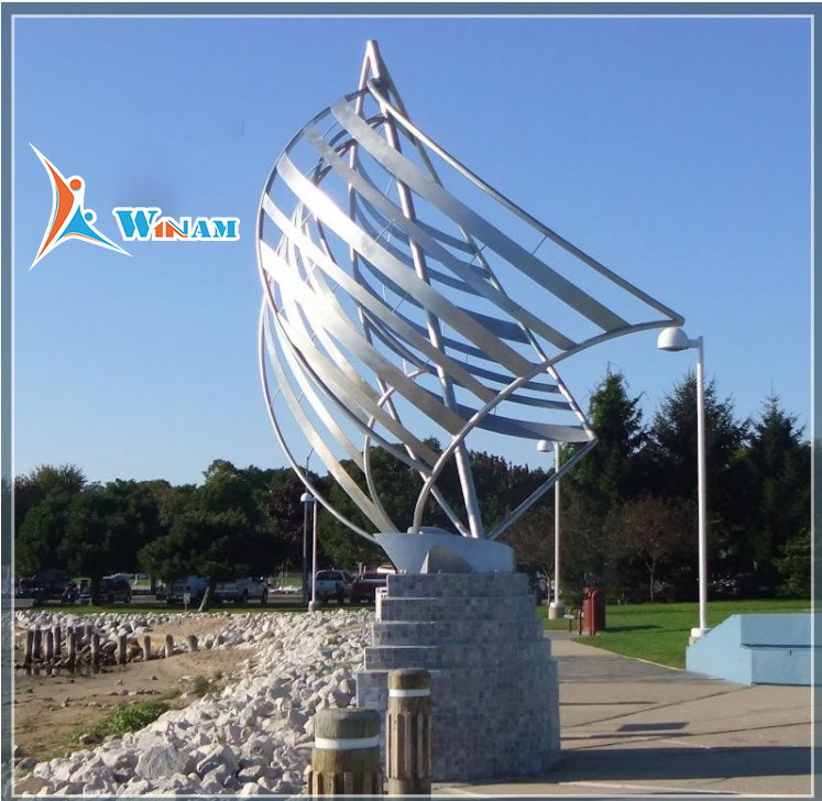Outdoor Stainless Steel Decorative Sailing Boat Sculpture