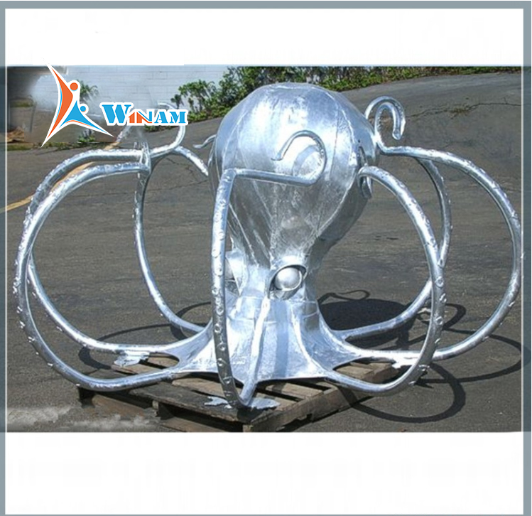 Large size stainless steel painting silvery octopus sculpture