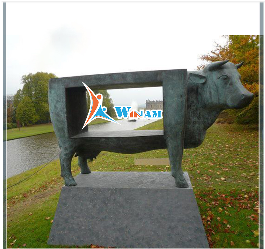 Garden art metal cow sculpture