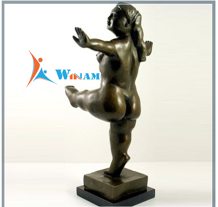 Collectible Use Naked Fat Dancing Woman Bronze Sculpture