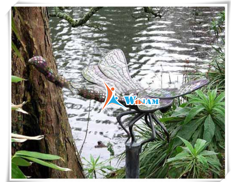 Dragonfly sculpure material stainless steel for garden decoration