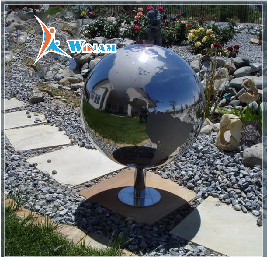 Stainless Steel World Map Ball Sculpture