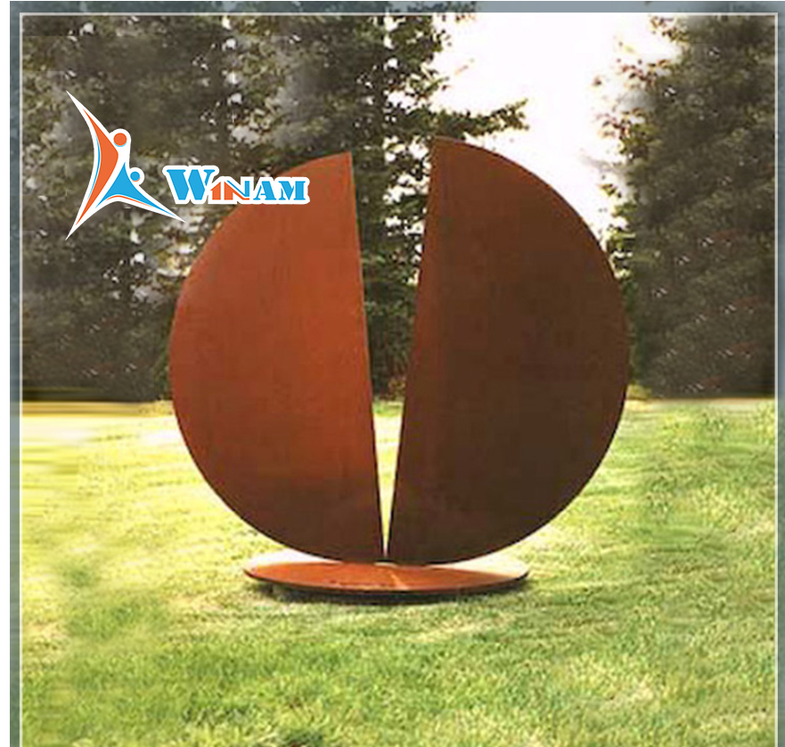 Metal Circle Abstract Corten Steel Sculpture For Garden Decor