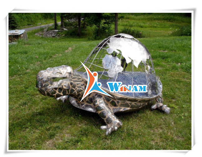Modern lovely tortoise world map stainless steel statue