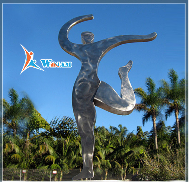 Dancing Girl Stainless Steel Figure Sculpture for Square Decor