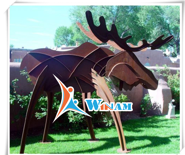 Decorative large deer corten steel sculpture