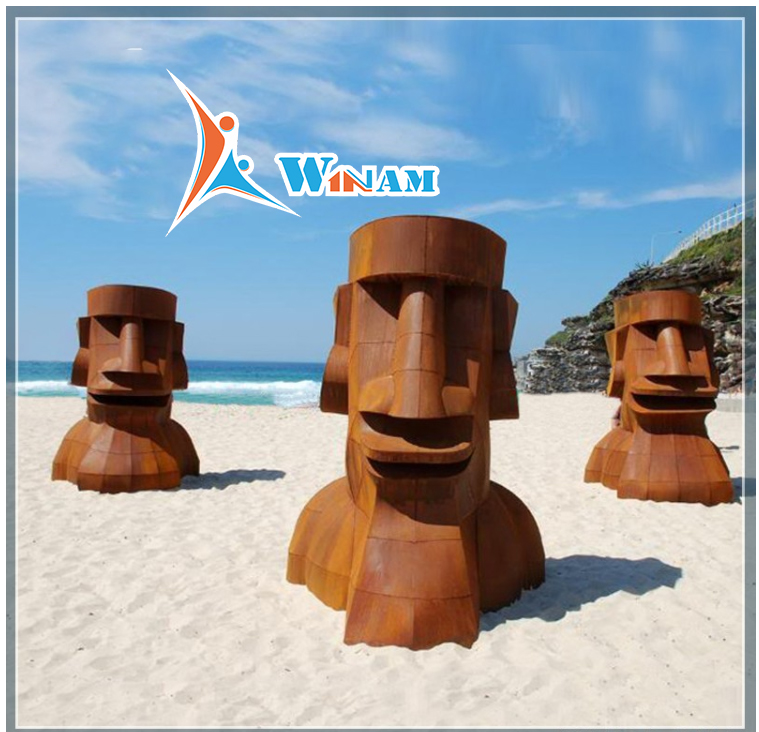 Antique Surface Finished Corten Steel Abstract Figure Sculpture