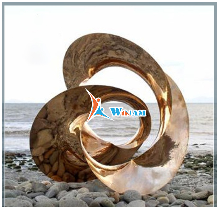 High Mirror Polished Stainless Steel Abstract Sculpture