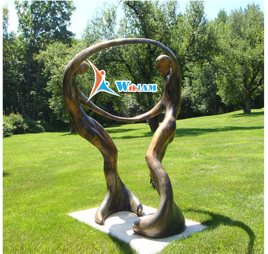 Dancing mermaid copper outdoor abstract sculpture
