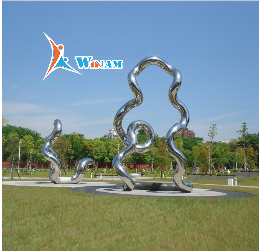 Stainless steel polished large modern sculpture