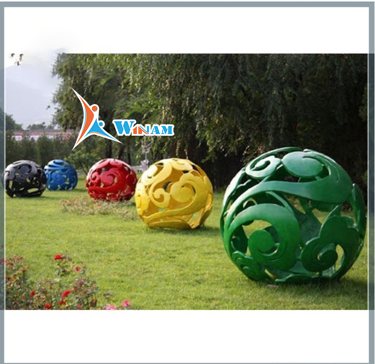 Fashion Painted Urban Decor Metal Stainless Steel Hollow Sphere
