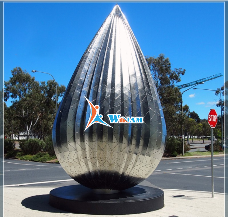 Large stainless steel mirror polished seed sculpture for public art decoration