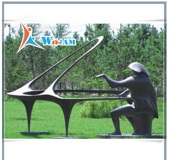 Large Garden Statue Bronze Figure Playing the Piano Sculpture