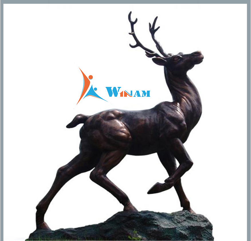 Life Size Animal Sculpture Cast Deer Bronze Statues