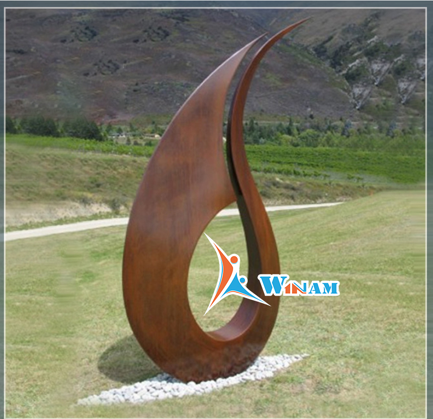 Abstract garden corten steel sculpture for sale