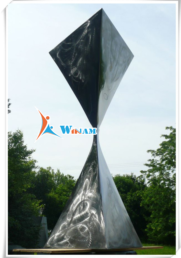 Contemporary feature stainless steel hourglass sculpture