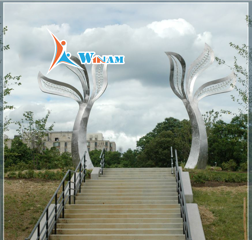 Stainless steel gateway outdoor garden sculpture