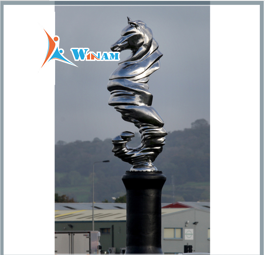 Large Stainless Steel Sea Horse Metal Fish Sculpture