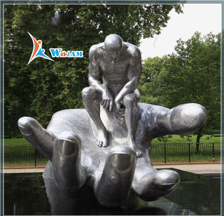 Contemporary Urban Art Decoration Stainless Steel Hand Sculpture