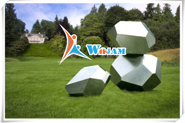 Modern Stainless Steel Abstract Stone Shape Sculpture Garden Decoration