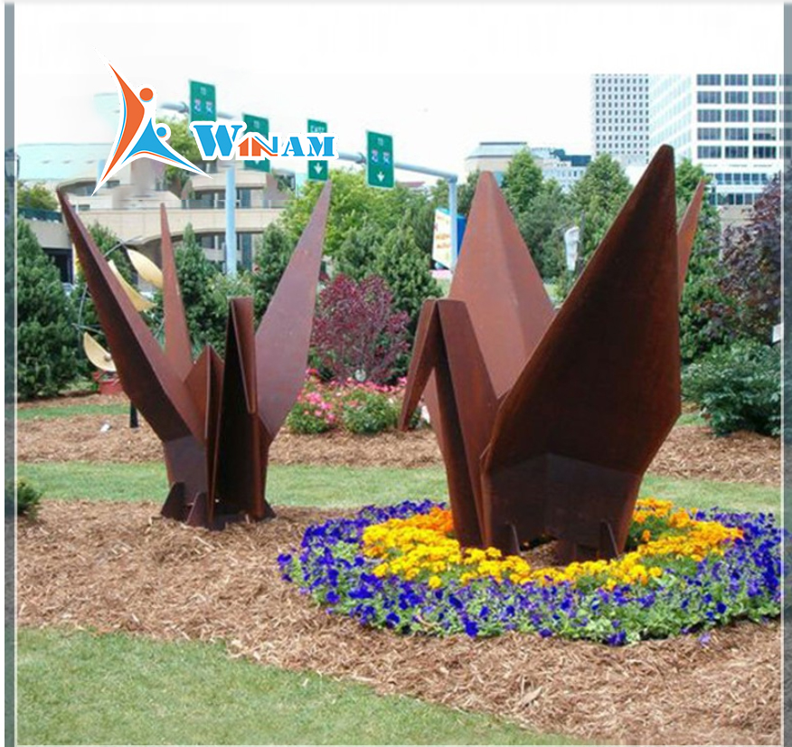 Corten Steel Decorative Swan Sculpture For Sale