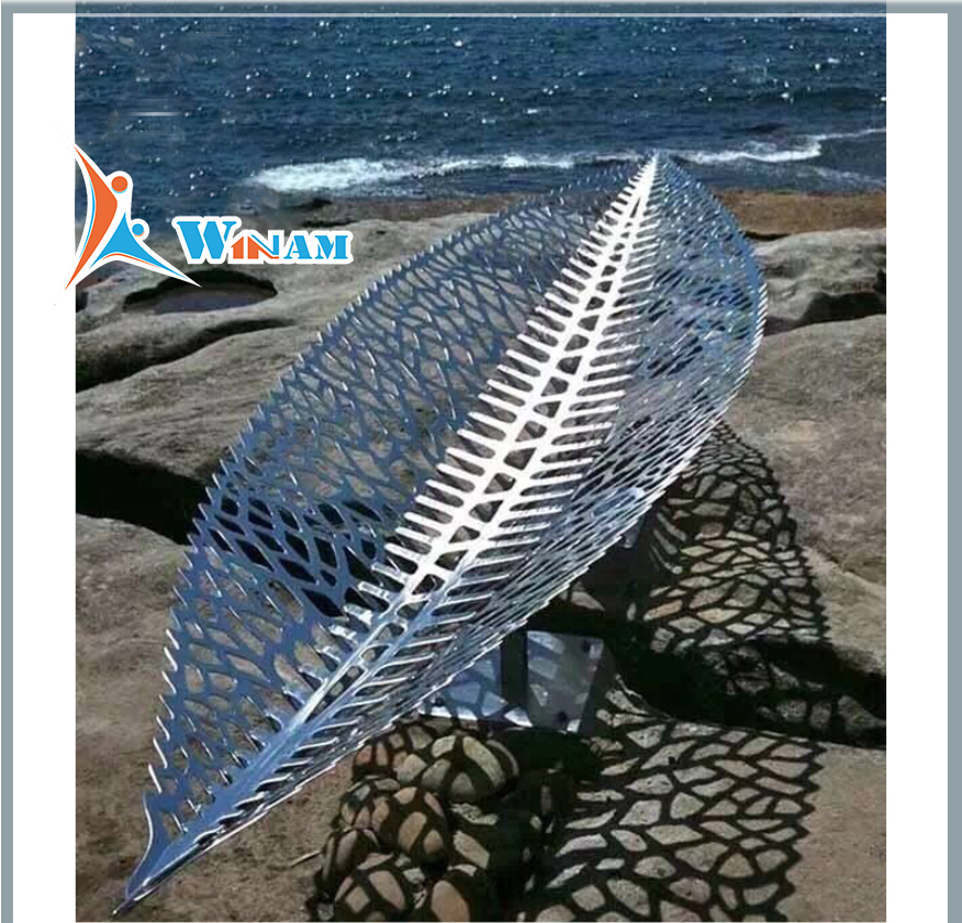 Stainless Steel Leaf Boat Famous Metal Art Sculpture