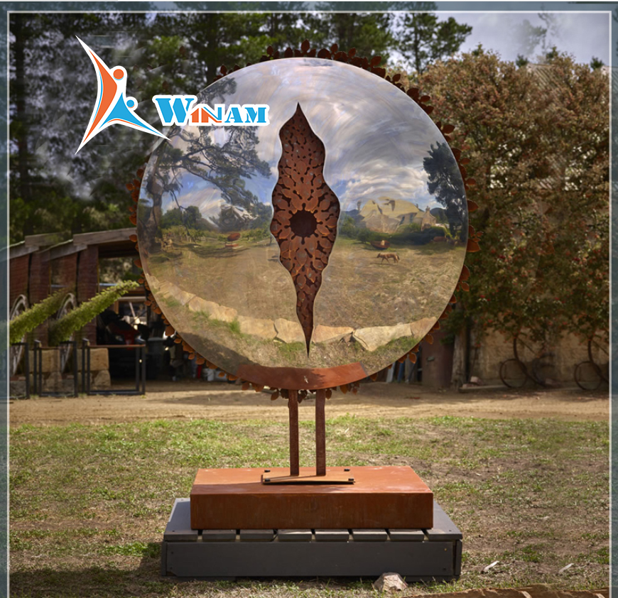 Rusted metal garden art ornaments sculpture