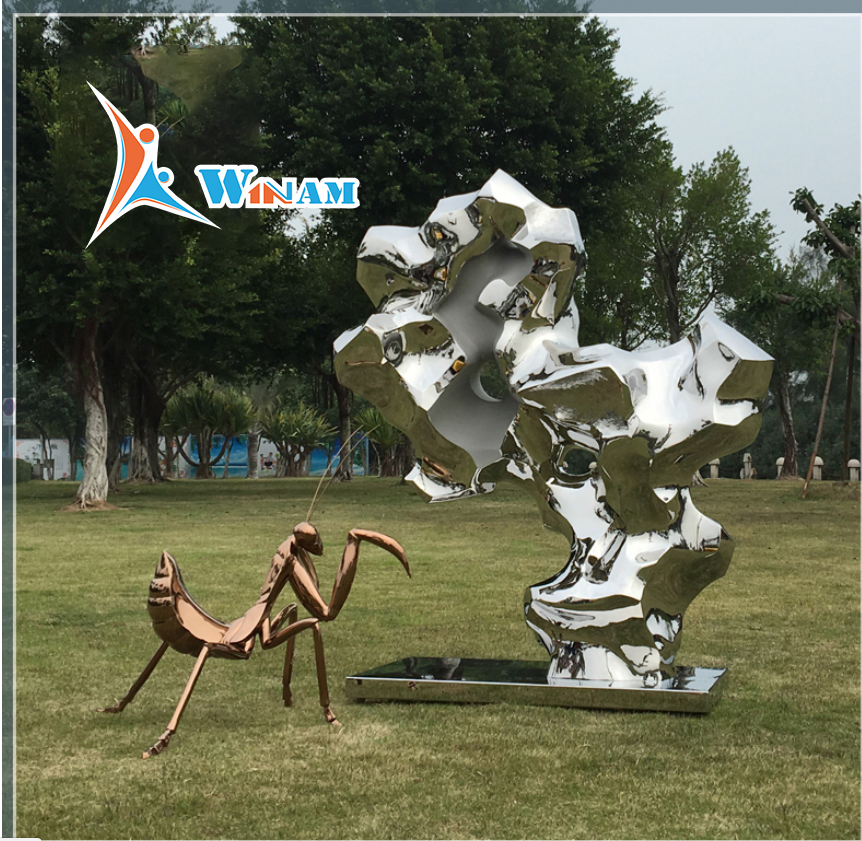 Modern stainless steel garden abstract metal sculpture