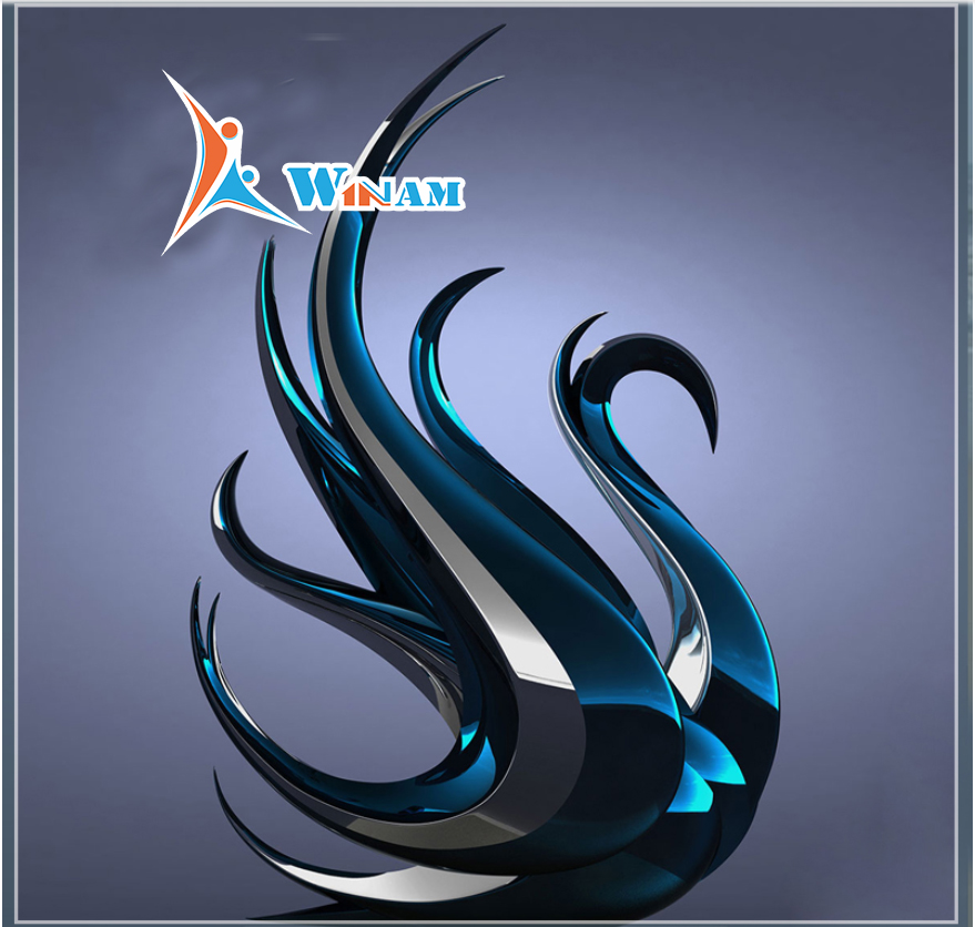 Stainless steel metal elegant swan bird decor sculpture