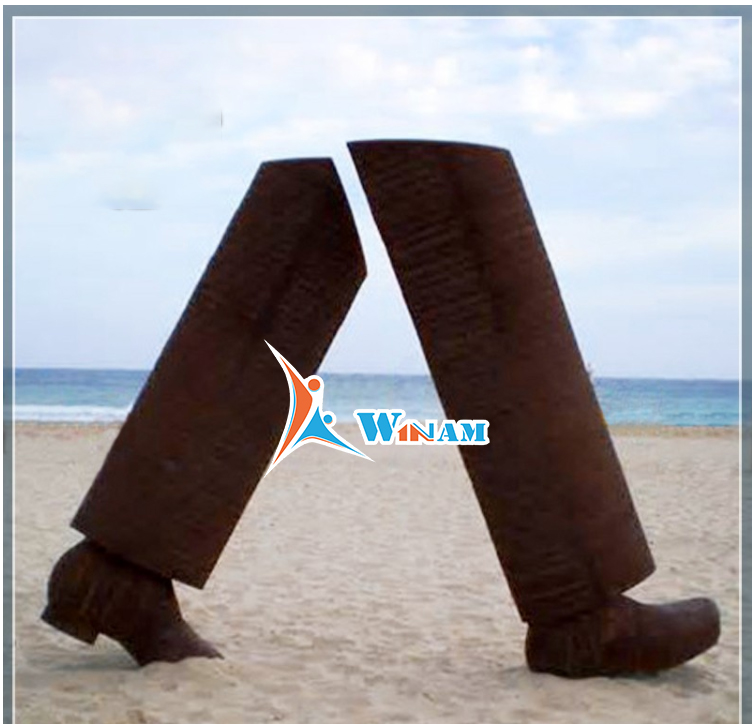 Corten steel giant feet outdoor sculpture