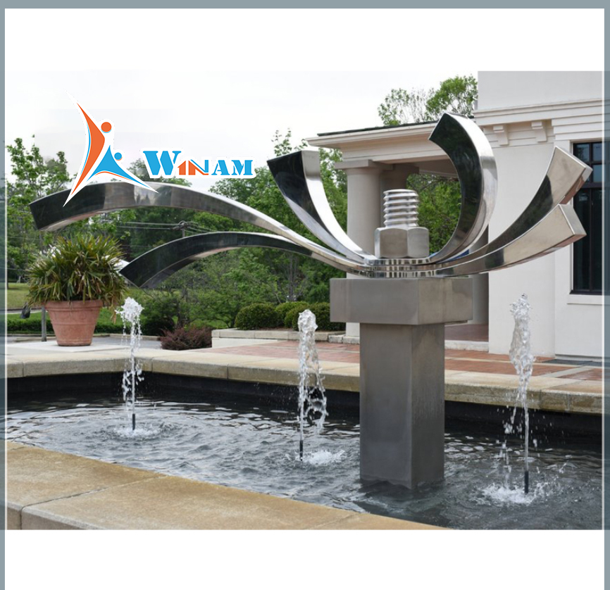 Contemporary large stainless steel outdoor abstract sculpture