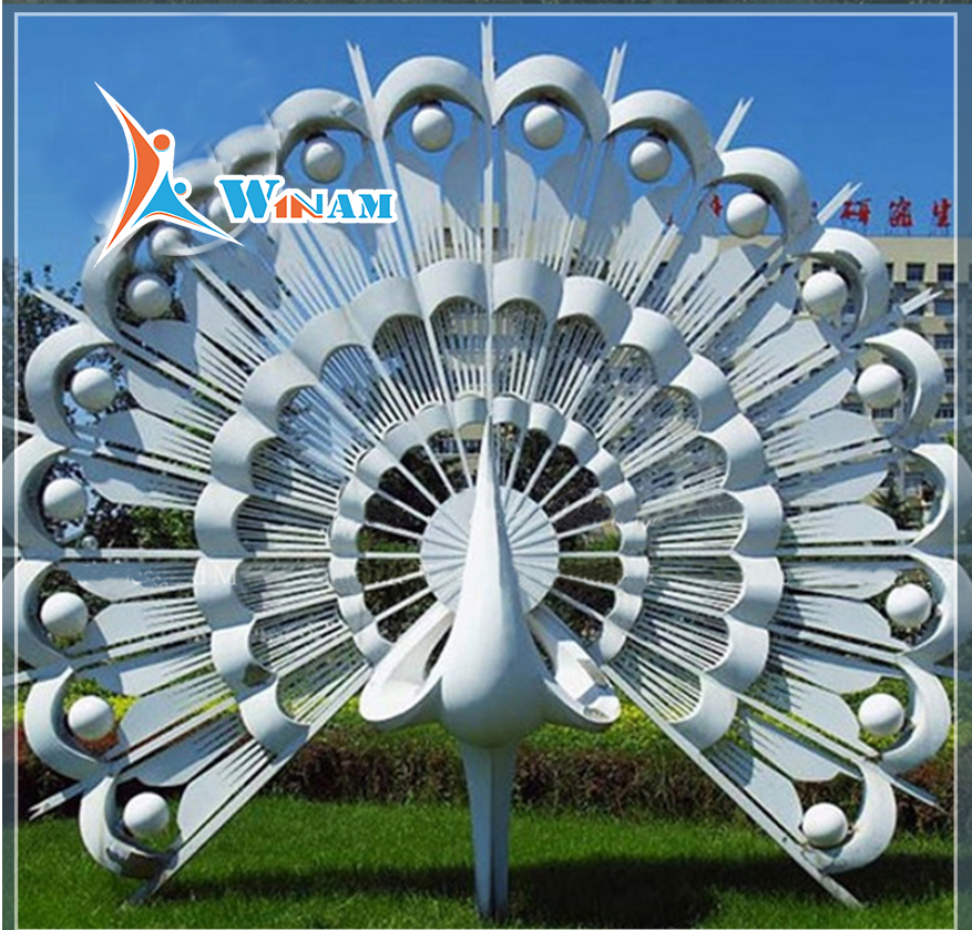 Factory custom stainless steel peacock statue