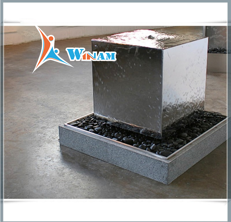 Modern art decoration polished stainless steel indoor fountain for sale