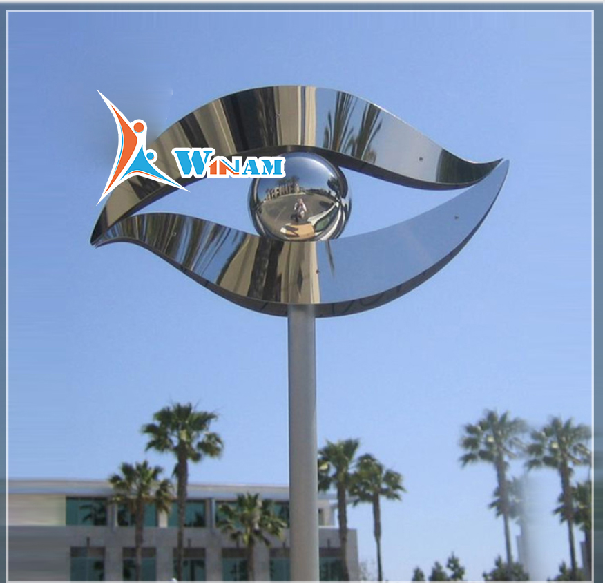 Contemporary High Polish Stainless Steel Outdoor Garden Decor Sculpture