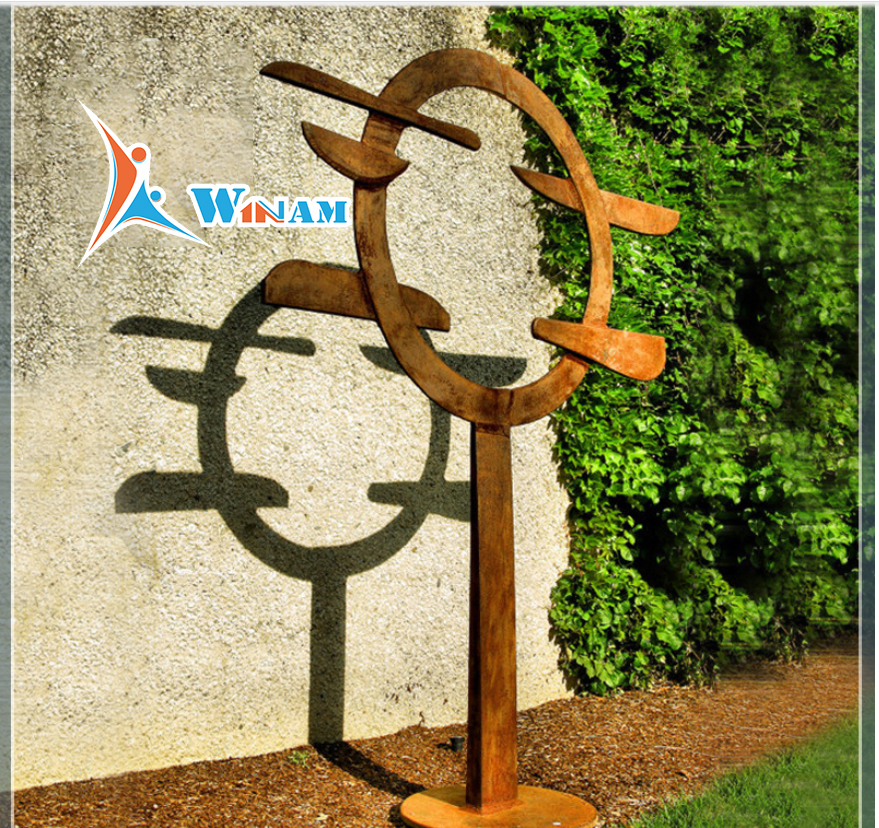 Asian style garden outdoor corten steel sculpture