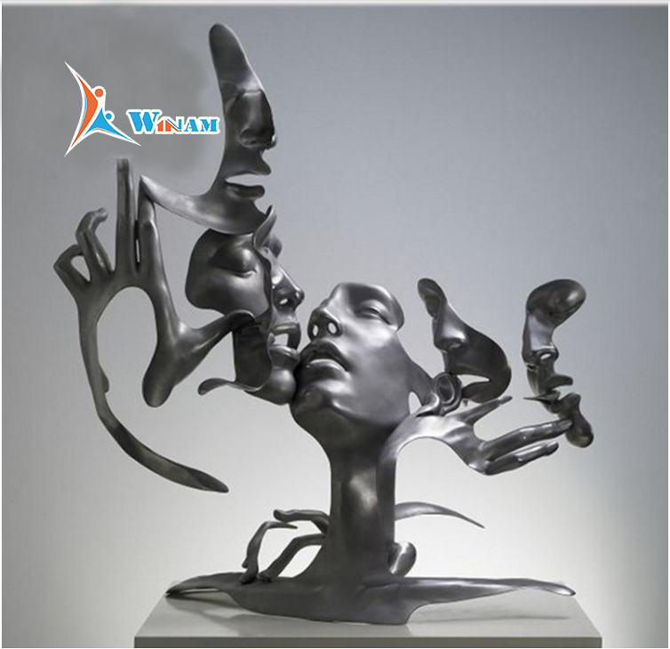 Abstract Metal Art Stainless Steel Outdoor Face Sculpture for Sale
