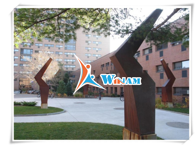 Contemporary zigzag corten steel sculpture