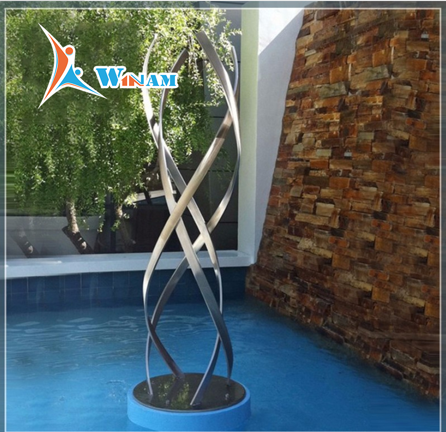 Modern abstract wind stainless steel sculpture for swimming pool