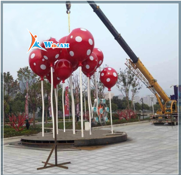Plaza Art Decor Stainless Steel Painted Balloon Sculpture