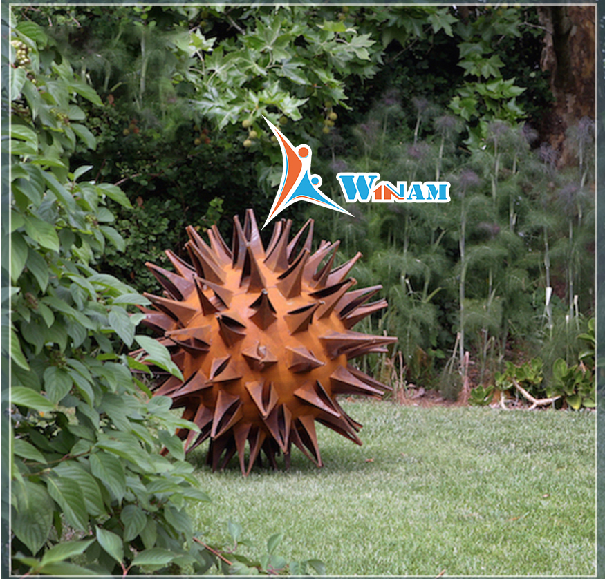 Rambutan shape metal large garden balls sculpture