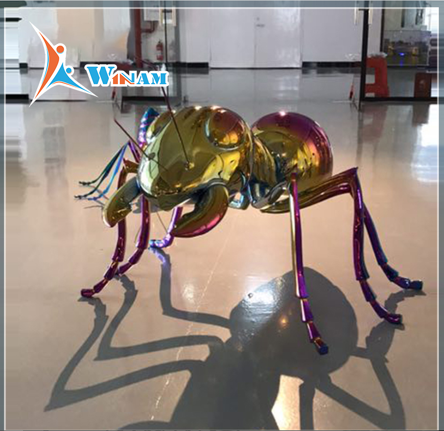 Modern Metal Garden Ti-coated Ant Sculpture For Decorations