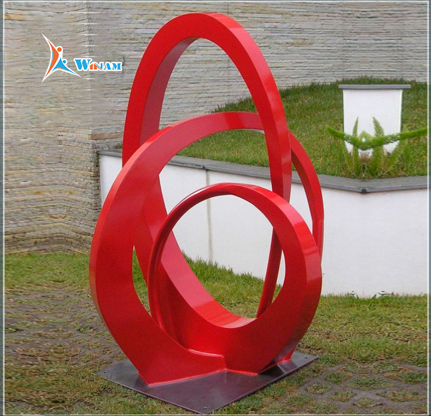 Stainless steel abstract painted sculpture