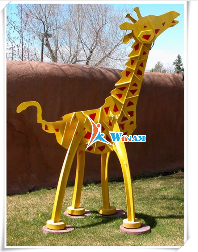 Modern design painted giraffe stainless steel sculpture