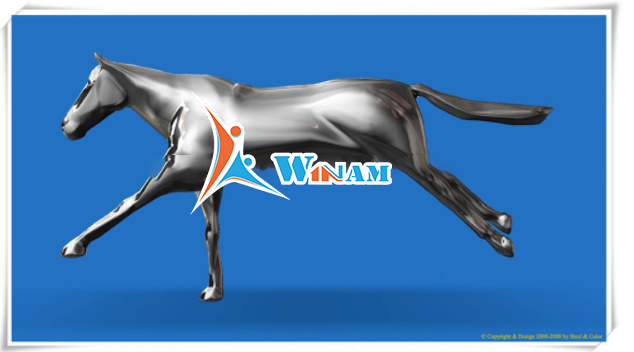 Modern art minds polished stainless steel horse statue